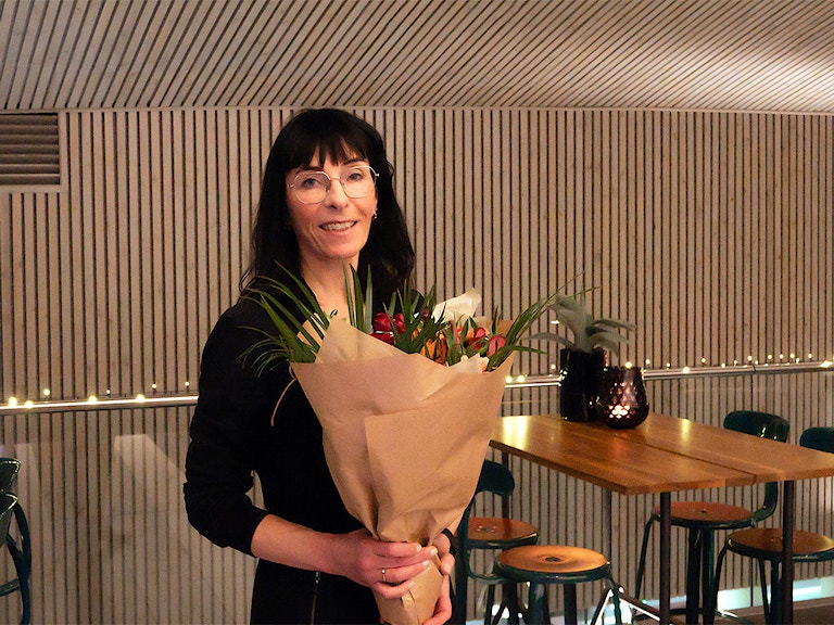 Portrett av Helle Wessel Andersson ved utdeling av regional forskningspris