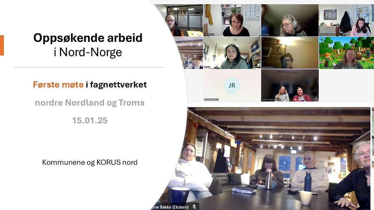 Bildet viser et webinar med deltakere fra kommuner i Nordre Nordland og Troms