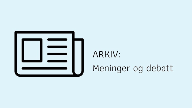 Illustrasjon av avis, med teksten "Arkiv: meninger og debatt