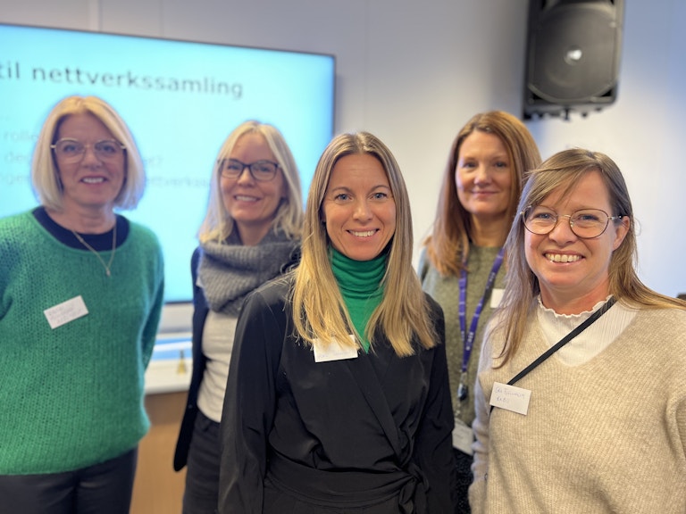 Portrettbilde av Randi Mossefinn, Randi Abrahamsen, Karen Aasheim, Siv Skotheim og Gro Fjellheim. Foto: Christina Hauge, RKBU Vest